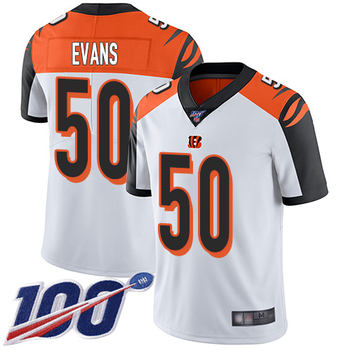 Cincinnati Bengals Limited White Men Jordan Evans Road Jersey NFL Footballl 50 100th Season Vapor Untouchable